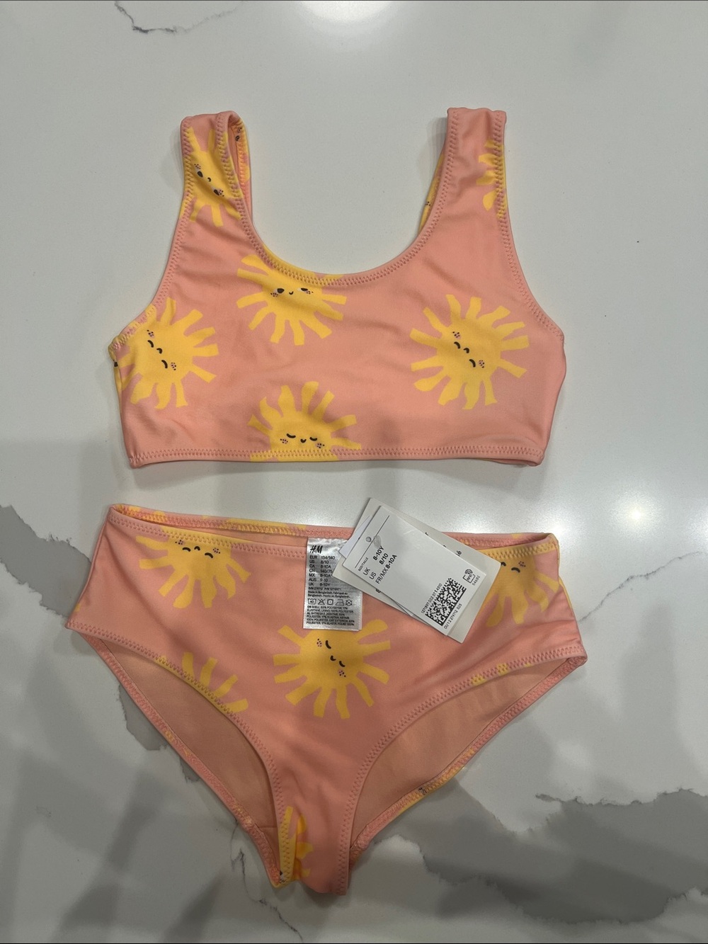 H&M, Peach Sun Print Two-Piece Bikini Set